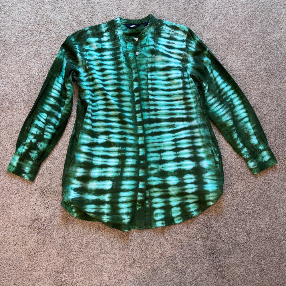 NWT Land's End Cotton Tie-Dye Tunic With Pockets M 10-12 Olive Teal